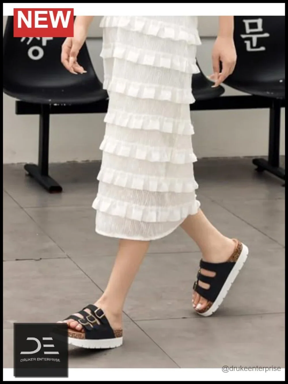 Chunky Cork Platform Sandals with 3 Adjustable Buckles - Comfortable Wedge